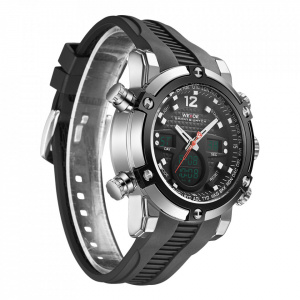 Ceas WEIDE, Quartz, Casual Sport, Negru, Curea Silicon, WH5205-7C