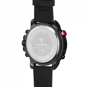 Ceas WEIDE, Quartz, Casual Sport, Negru, Curea Silicon, WH6108B-6C
