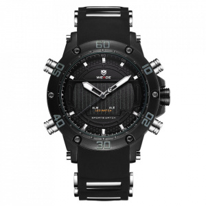 Ceas WEIDE, Quartz, Casual Sport, Negru, Curea Silicon, WH6910B-5C