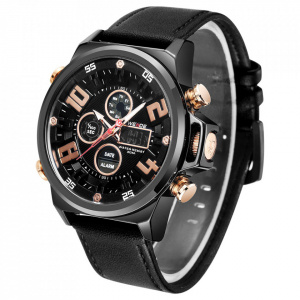 Ceas WEIDE, Quartz, Casual Sport, Orange, Curea Piele, WH7309B-2C