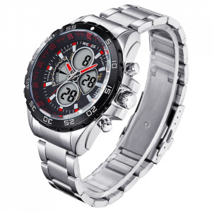 Ceas WEIDE, Quartz, Casual Sport, Rosu, Curea Metalica, WH1103-4C