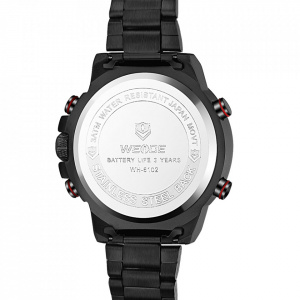 Ceas WEIDE, Quartz, Casual Sport, Rosu, Curea Metalica, WH6102B-2C