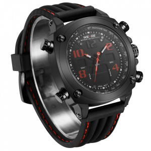 Ceas WEIDE, Quartz, Casual Sport, Rosu, Curea Silicon, WH5208B-2C