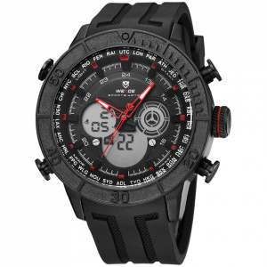 Ceas WEIDE, Quartz, Casual Sport, Rosu, Curea Silicon, WH6308B-6C