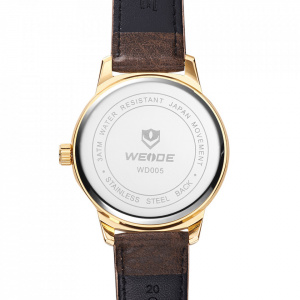 Ceas WEIDE, Quartz, Clasic, Auriu, Curea Piele, WD005G-1C
