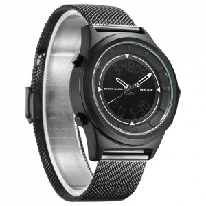 Ceas WEIDE, Quartz, Clasic, Negru, Curea Metalica, WH7305B-1C