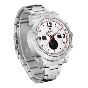 Ceas WEIDE, Quartz, Casual Sport, Alb, Curea Metalica, WH6908-2C