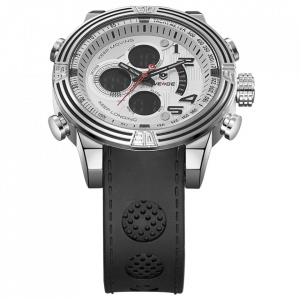 Ceas WEIDE, Quartz, Casual Sport, Alb, Curea Piele, WH5209-4C