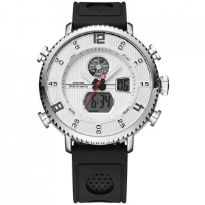 Ceas WEIDE, Quartz, Casual Sport, Alb, Curea Piele, WH6106-2C