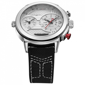 Ceas WEIDE, Quartz, Casual Sport, Alb, Curea Piele, WH6405-2C