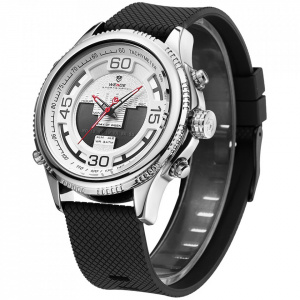 Ceas WEIDE, Quartz, Casual Sport, Alb, Curea Silicon, WH6306-4C
