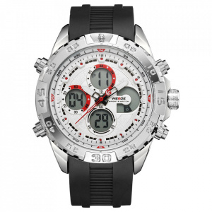 Ceas WEIDE, Quartz, Casual Sport, Alb, Curea Silicon, WH6909-4C