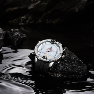 Ceas WEIDE, Quartz, Casual Sport, Alb, Curea Silicon, WH7301-2C