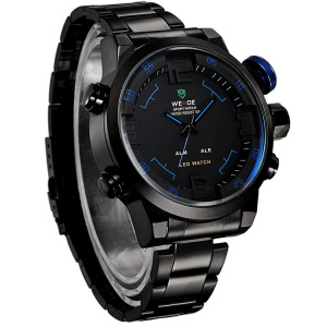 Ceas WEIDE, Quartz, Casual Sport, Albastru, Curea Metalica, WH2309B-4C