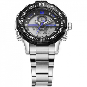 Ceas WEIDE, Quartz, Casual Sport, Albastru, Curea Metalica, WH6105-5C