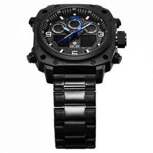 Ceas WEIDE, Quartz, Casual Sport, Albastru, Curea Metalica, WH7303B-3C