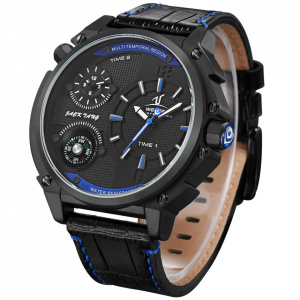 Ceas WEIDE, Quartz, Casual Sport, Albastru, Curea Piele, UV1507B-4C
