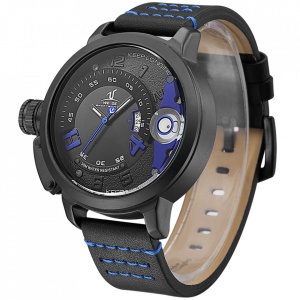 Ceas WEIDE, Quartz, Casual Sport, Albastru, Curea Piele, UV1606B-4C
