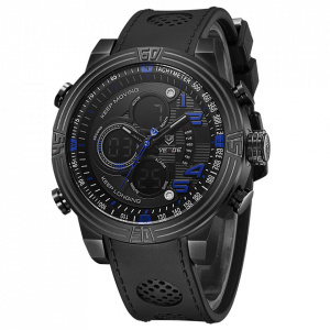 Ceas WEIDE, Quartz, Casual Sport, Albastru, Curea Piele, WH5209B-8C
