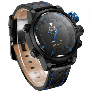Ceas WEIDE, Quartz, Casual Sport, Albastru, Curea Piele, WH5210B-4C