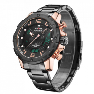 Ceas WEIDE, Quartz, Casual Sport, Auriu, Curea Metalica, WH8504B-3C