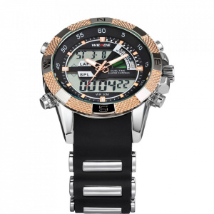 Ceas WEIDE, Quartz, Casual Sport, Auriu, Curea Silicon, WH1104-14C