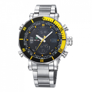Ceas WEIDE, Quartz, Casual Sport, Galben, Curea Metalica, WH5203-4C