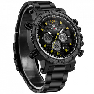 Ceas WEIDE, Quartz, Casual Sport, Galben, Curea Metalica, WH6305B-3C