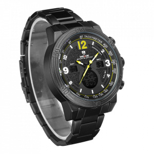 Ceas WEIDE, Quartz, Casual Sport, Galben, Curea Metalica, WH6908B-3C