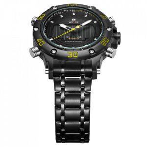 Ceas WEIDE, Quartz, Casual Sport, Galben, Curea Metalica, WH6910B-3C