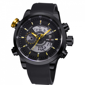 Ceas WEIDE, Quartz, Casual Sport, Galben, Curea Silicon, WH3401B-3C