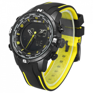 Ceas WEIDE, Quartz, Casual Sport, Galben, Curea Silicon, WH6310B-3C