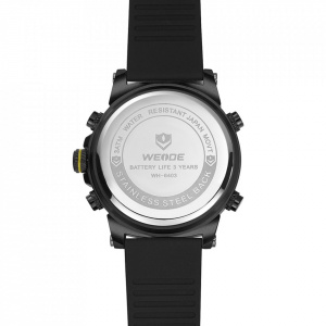 Ceas WEIDE, Quartz, Casual Sport, Galben, Curea Silicon, WH6403B-3C