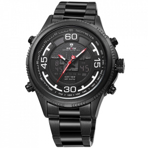 Ceas WEIDE, Quartz, Casual Sport, Negru, Curea Metalica, WH6306B-1C