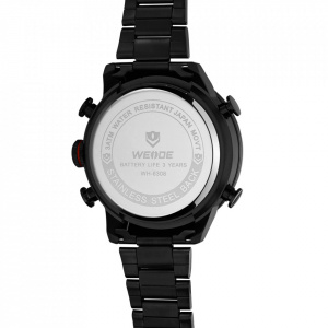 Ceas WEIDE, Quartz, Casual Sport, Negru, Curea Metalica, WH6308B-1C