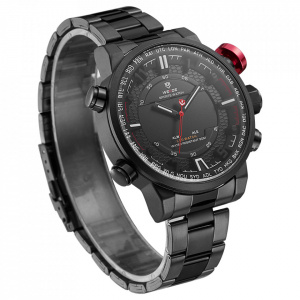 Ceas WEIDE, Quartz, Casual Sport, Negru, Curea Metalica, WH6402B-1C