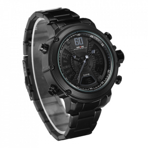 Ceas WEIDE, Quartz, Casual Sport, Negru, Curea Metalica, WH6905B-1C