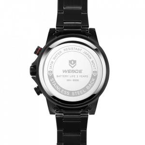 Ceas WEIDE, Quartz, Casual Sport, Negru, Curea Metalica, WH6908B-1C
