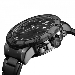 Ceas WEIDE, Quartz, Casual Sport, Negru, Curea Metalica, WH8503B-1C