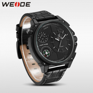 Ceas WEIDE, Quartz, Casual Sport, Negru, Curea Piele, UV1507B-1C