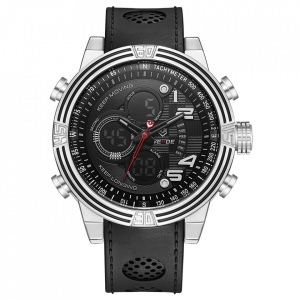 Ceas WEIDE, Quartz, Casual Sport, Negru, Curea Piele, WH5209-3C