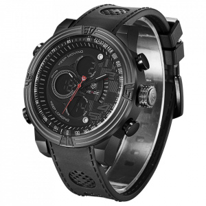 Ceas WEIDE, Quartz, Casual Sport, Negru, Curea Piele, WH5209B-5C