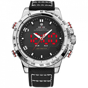 Ceas WEIDE, Quartz, Casual Sport, Negru, Curea Piele, WH6102-3C