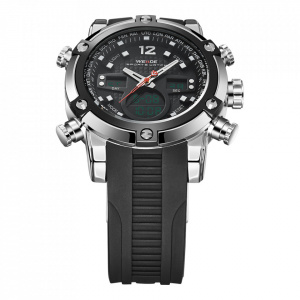 Ceas WEIDE, Quartz, Casual Sport, Negru, Curea Silicon, WH5205-7C