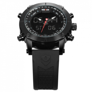 Ceas WEIDE, Quartz, Casual Sport, Negru, Curea Silicon, WH6309B-1C