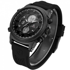 Ceas WEIDE, Quartz, Casual Sport, Negru, Curea Silicon, WH6403B-1C