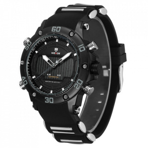Ceas WEIDE, Quartz, Casual Sport, Negru, Curea Silicon, WH6910B-5C