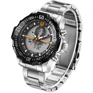 Ceas WEIDE, Quartz, Casual Sport, Orange, Curea Metalica, WH6105-6C
