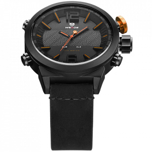 Ceas WEIDE, Quartz, Casual Sport, Orange, Curea Piele, WH6101B-4C