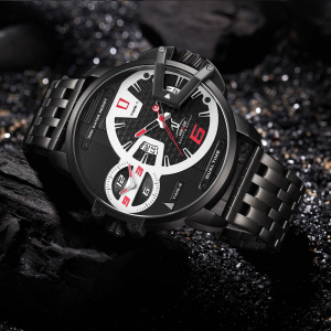 Ceas WEIDE, Quartz, Casual Sport, Rosu, Curea Metalica, UV1702B-2C